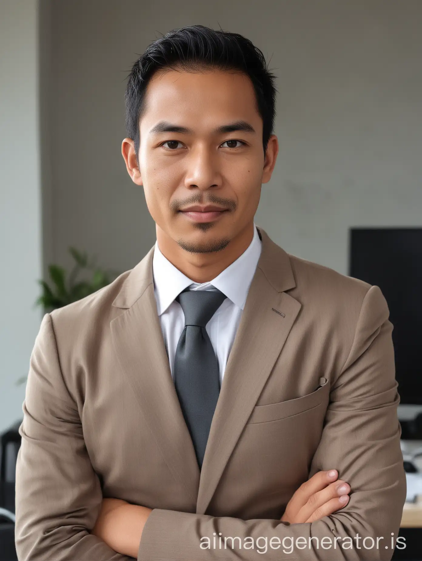 Professional-LinkedIn-Portrait-of-43YearOld-Indonesian-Man-in-Office-Setting