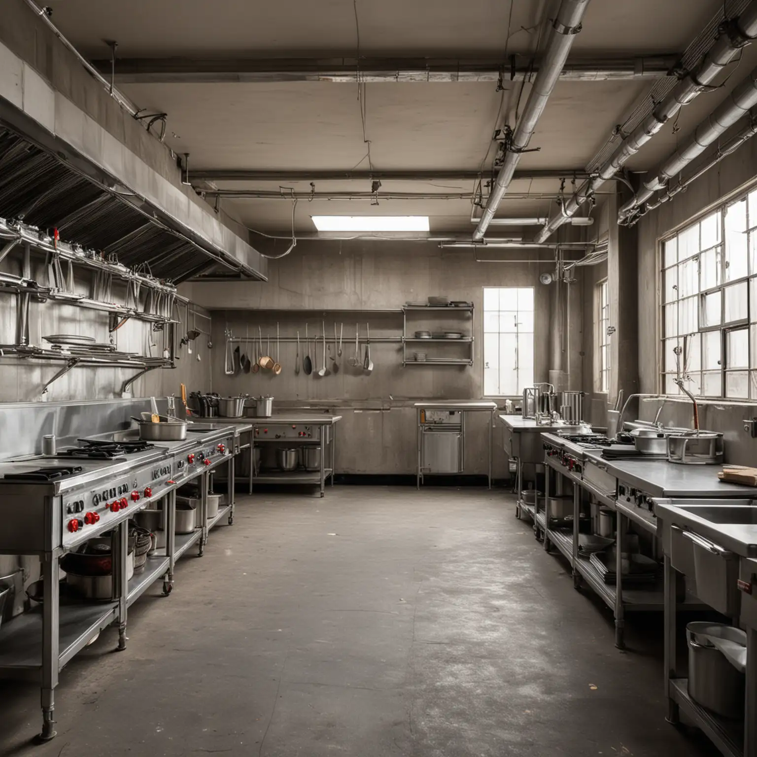 Empty Industrial Kitchen for Restaurant