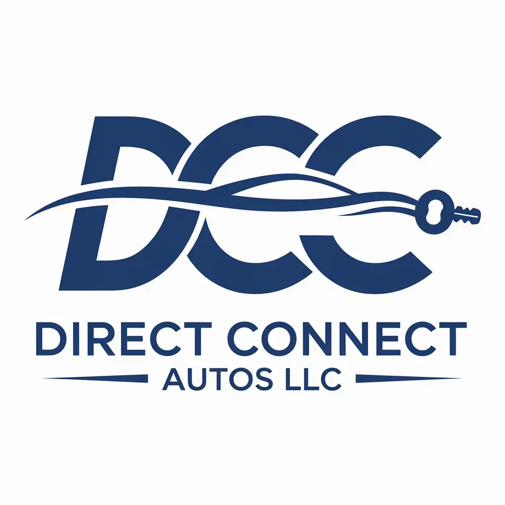 LOGO Design for Direct Connect Autos LLC Blue Car Broker Symbol for Automotive Industry