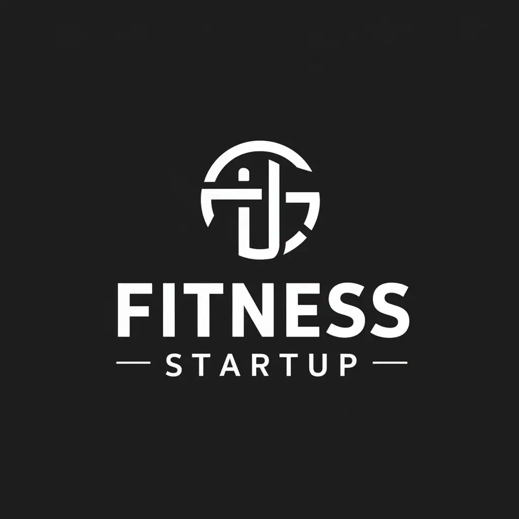 LOGO Design For Fitness Startup Minimalist Monochrome Emblem Symbolizing Teamwork