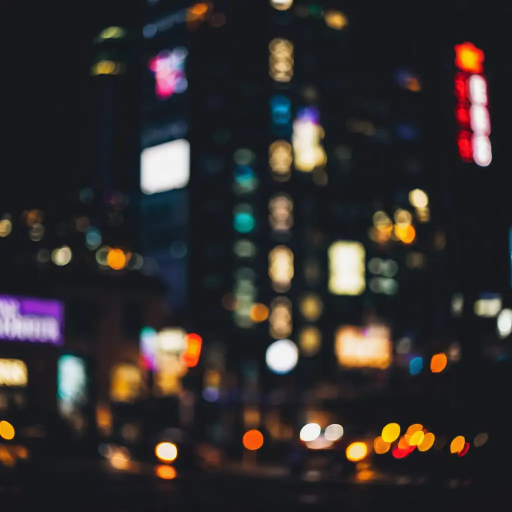 Cityscape at Night with Bokeh Lights