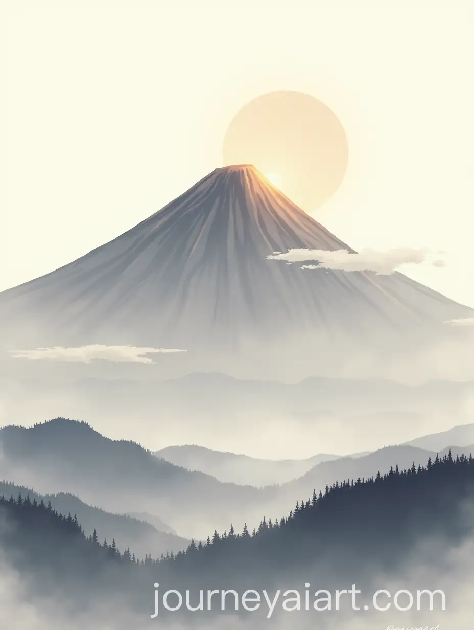 Serene-Ink-Wash-Painting-of-Mount-Mayon-at-Dawn-with-Soft-Clouds