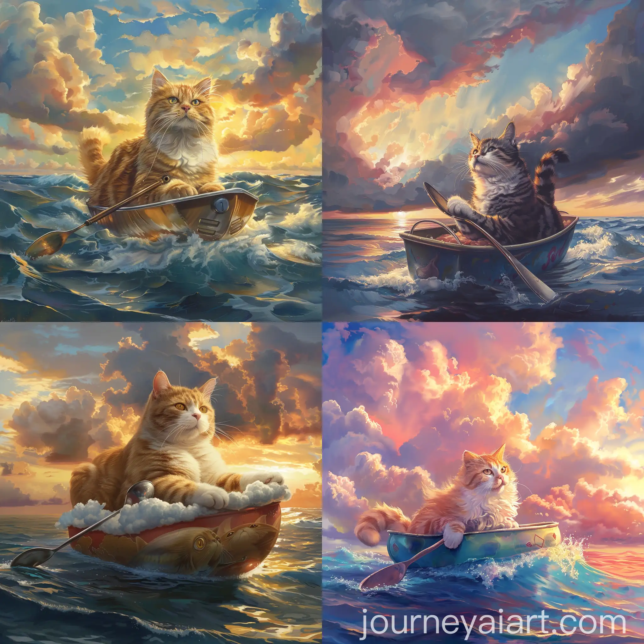 Fattest-Cat-Sails-Ocean-on-Tuna-Can-at-Sunset