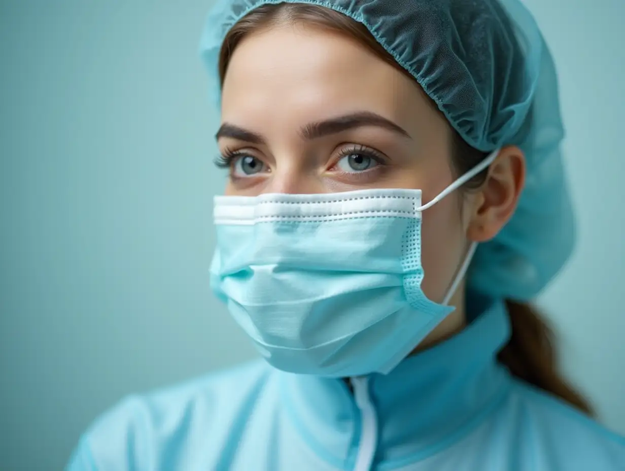 Name Rinat, accessories: medical mask, paradontal floss, dental mirror
