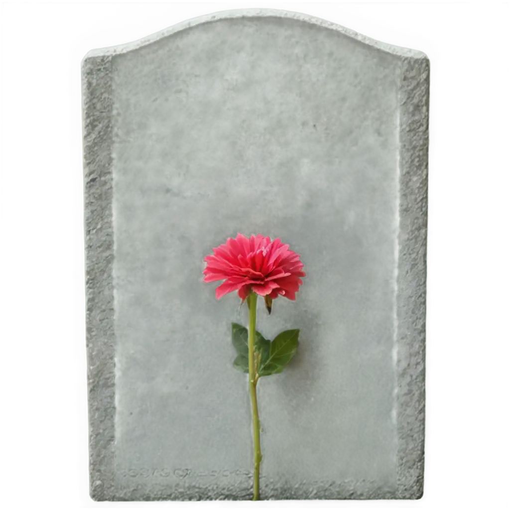 Gravestone with a flower