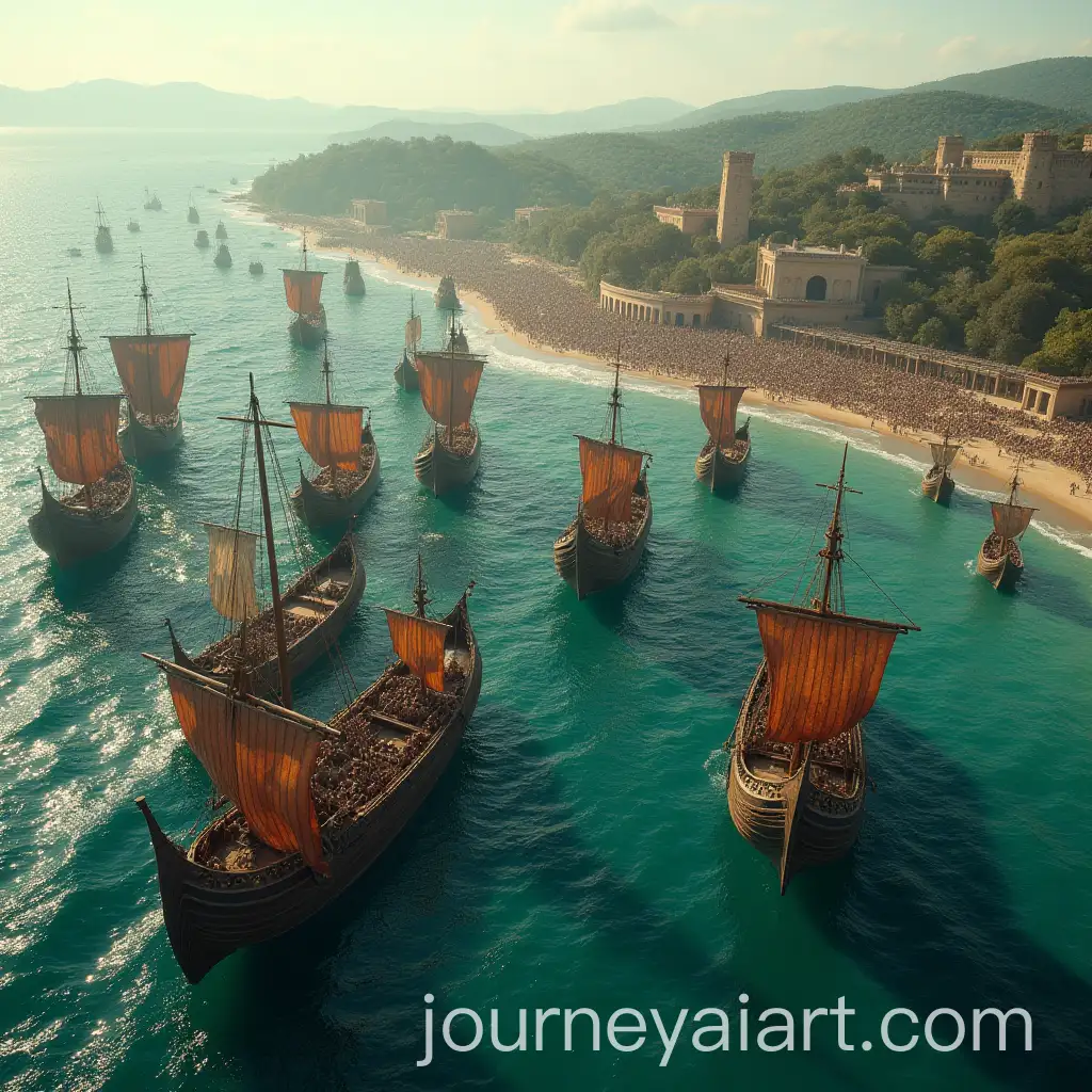 Trojan-Coast-with-1000-Ancient-Wooden-Ships-and-Greek-Army-at-Anchor