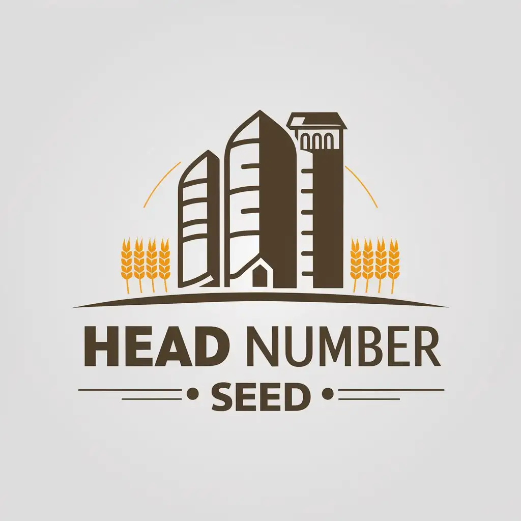 a vector logo design,with the text "head number seed", main symbol:user_prompt: field  wheat  silo  MICRO BREWERY,Minimalistic,be used in Entertainment industry,clear background