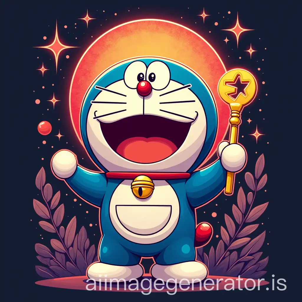 Doraemon-Holding-a-Radiant-Golden-Key-in-Art-Nouveau-Style