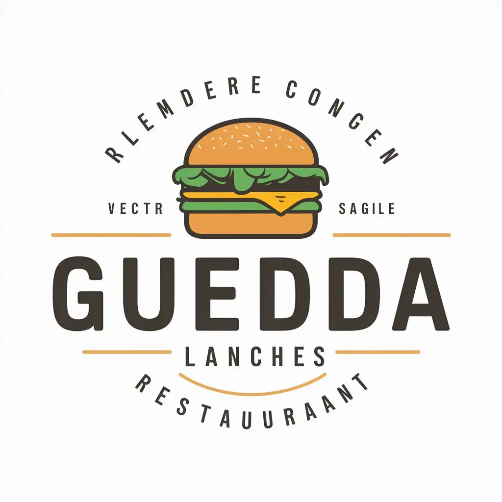 a vector logo design,with the text "Gueda Lanches", main symbol:burger,complex,be used in Restaurant industry,clear background