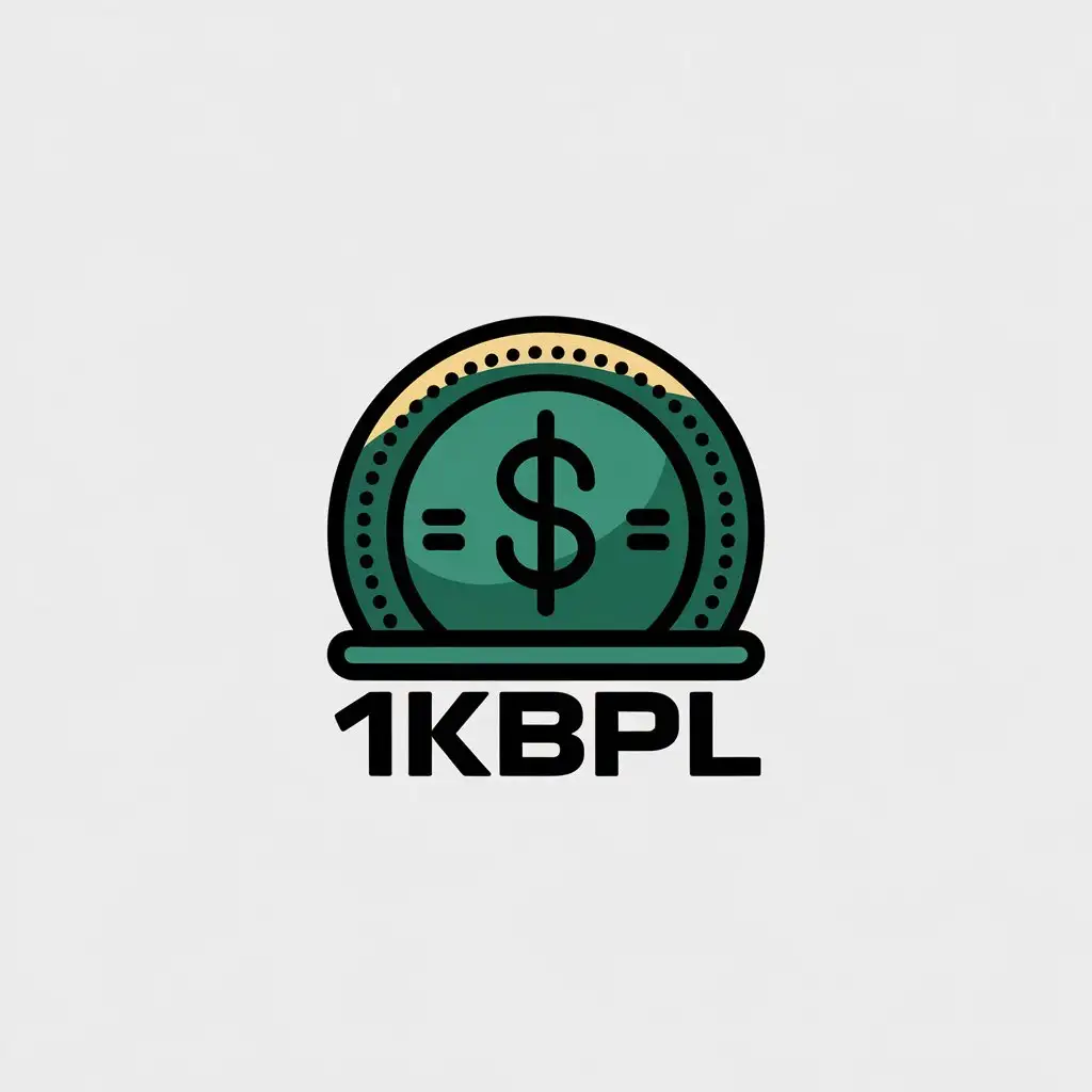 a vector logo design,with the text "1KBPL", main symbol:one dollar coin,Moderate,be used in Internet industry,clear background