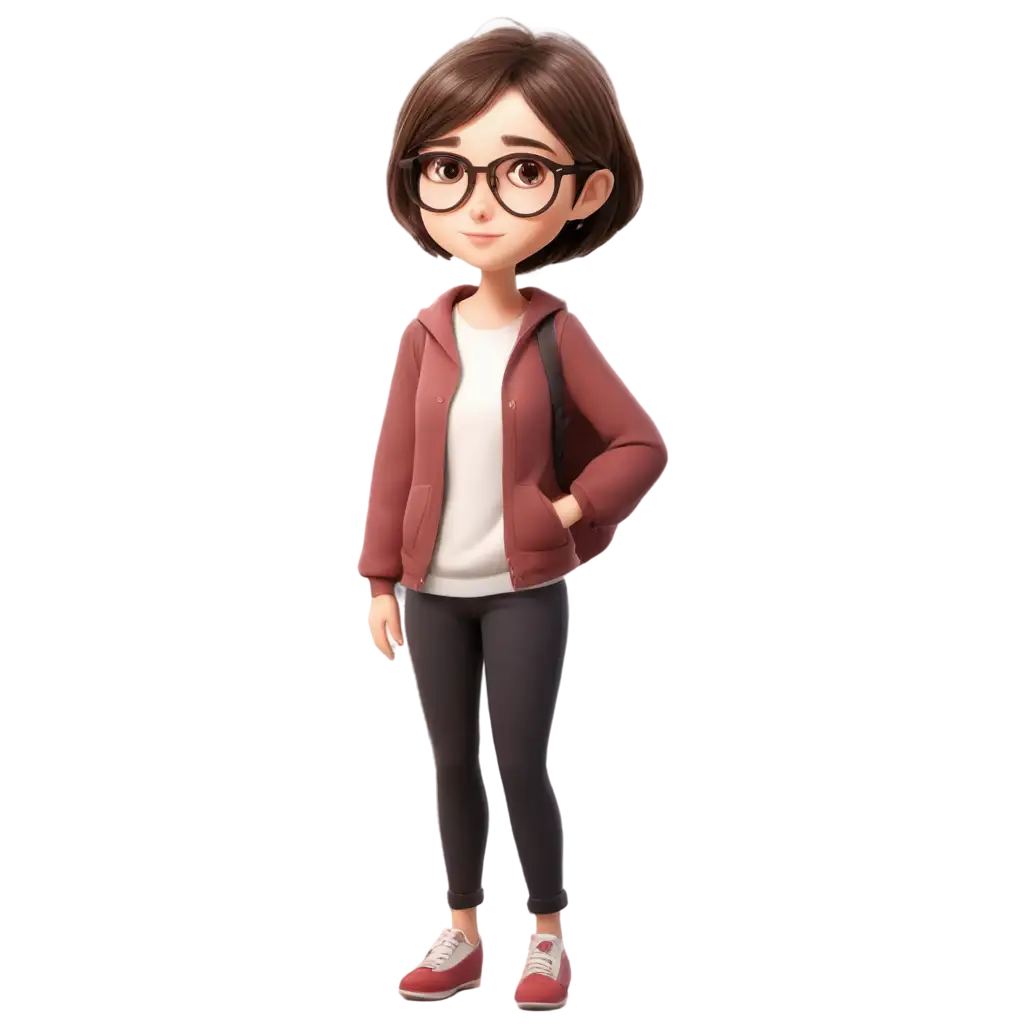 Lonely-Girl-with-Short-Hair-and-Glasses-PNG-Cartoon-Image-for-Multiple-Creative-Uses