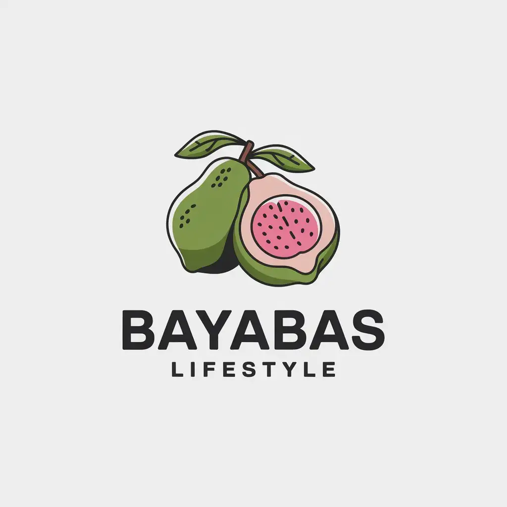 LOGO Design for Bayabas Lifestyle Minimalistic Guava Fruit with Pink Flesh and Luxury Street Style Theme