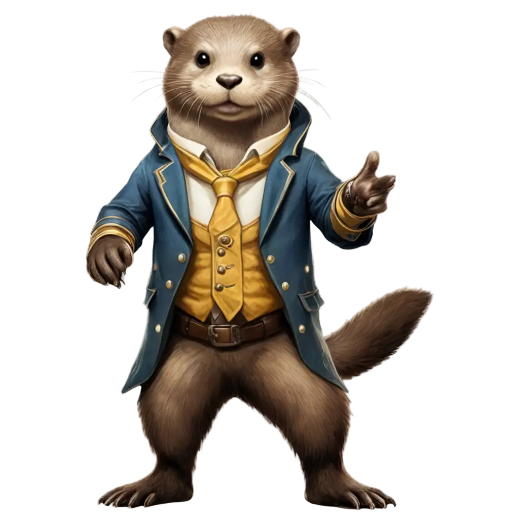 PNG-Gamer-Otter-Warrior-Teacher-in-Fantasy-Suit-Wastelands-Happy-Character-Illustration