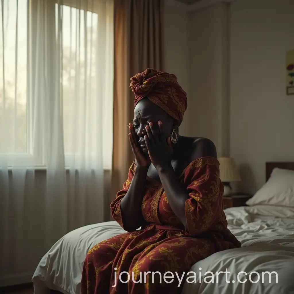 MAI-Image-Prompt-Expansionature-Black-Woman-Sobbing-in-Modern-Bedroom-with-Soft-Daylight