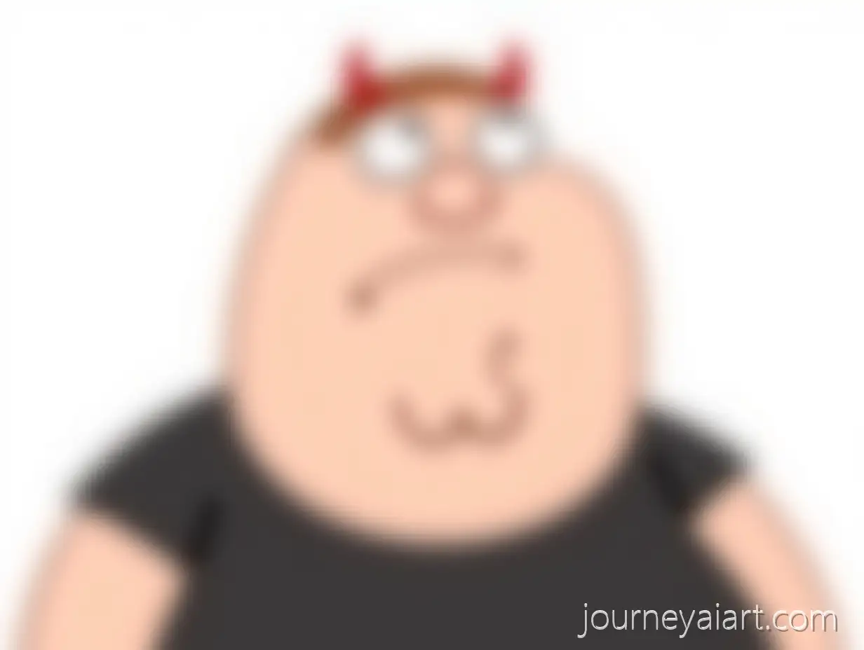 Sad-Cartoon-Character-with-Devil-Horns-and-Exaggerated-Features