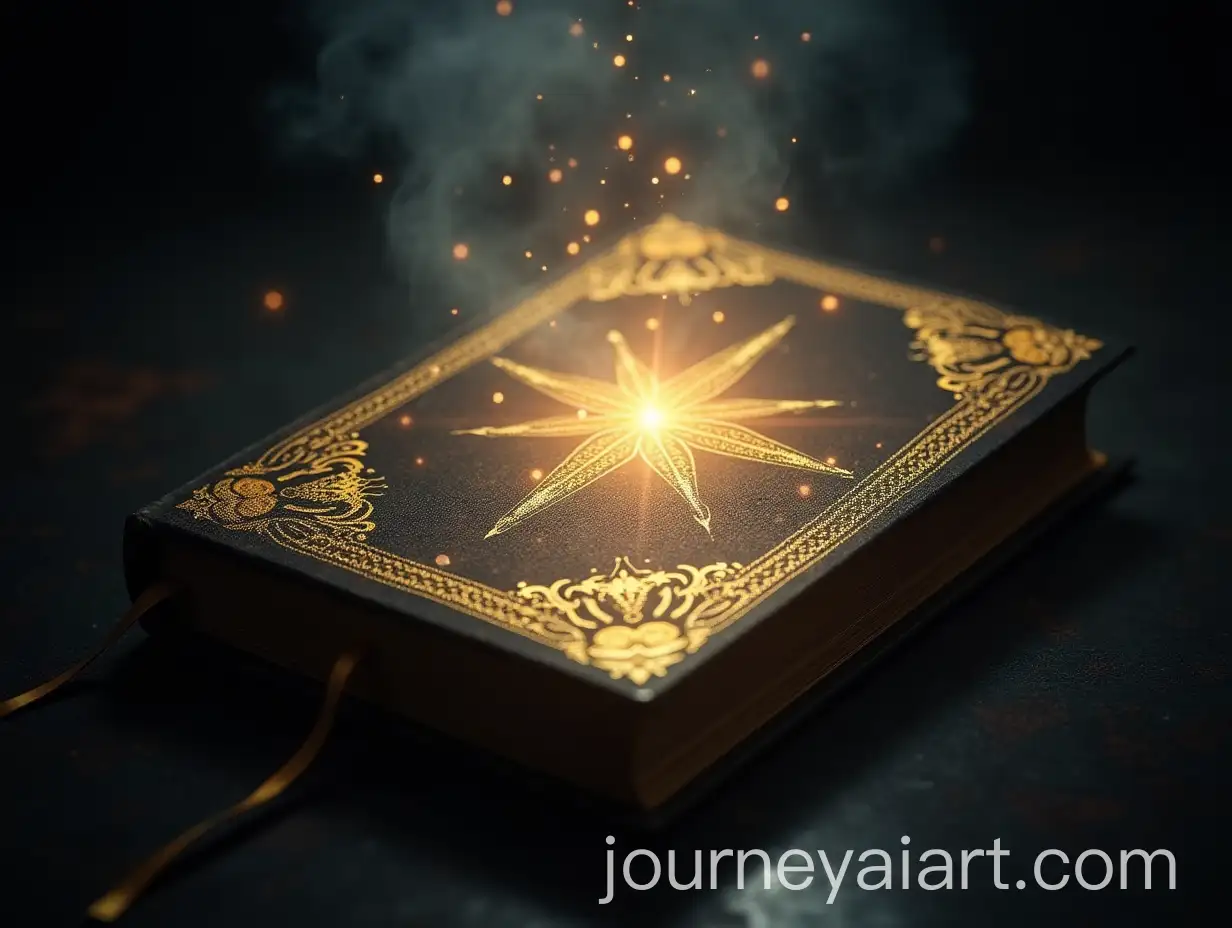 Magical-Book-with-Gold-Cover-and-Shimmering-Mystical-Fog