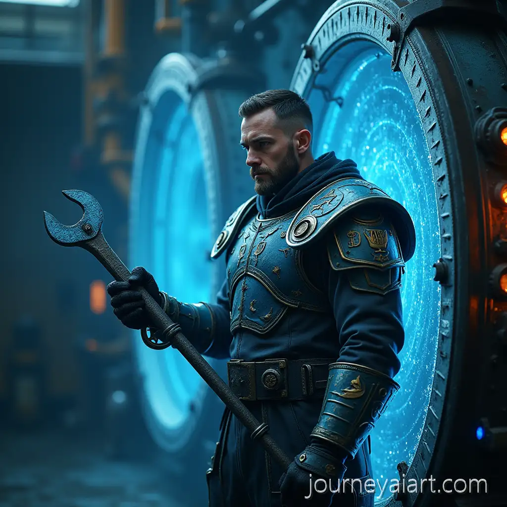 Fantasy-MachinFantasy-machinist-at-stationist-with-Magical-Pumping-Station-and-Glowing-Runes