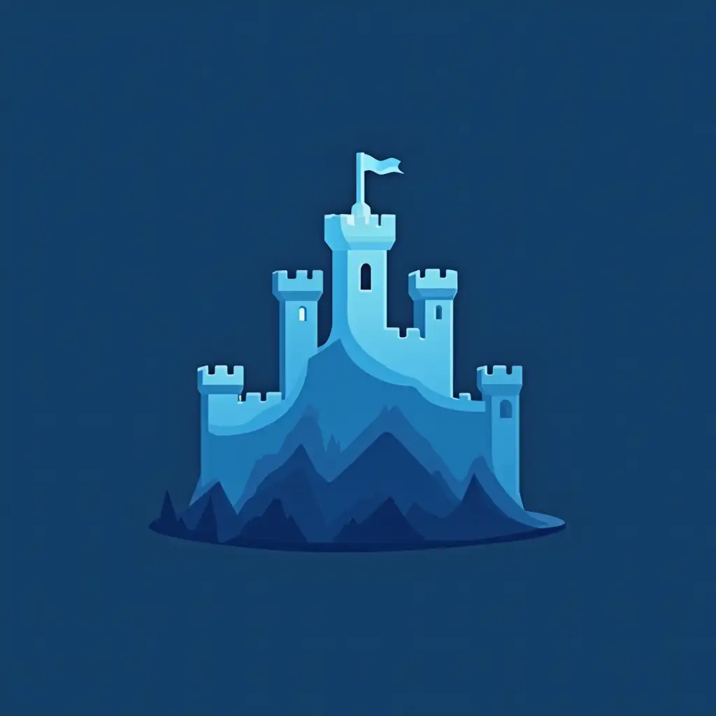 Abstract-Castle-Logo-with-Shades-of-Blue