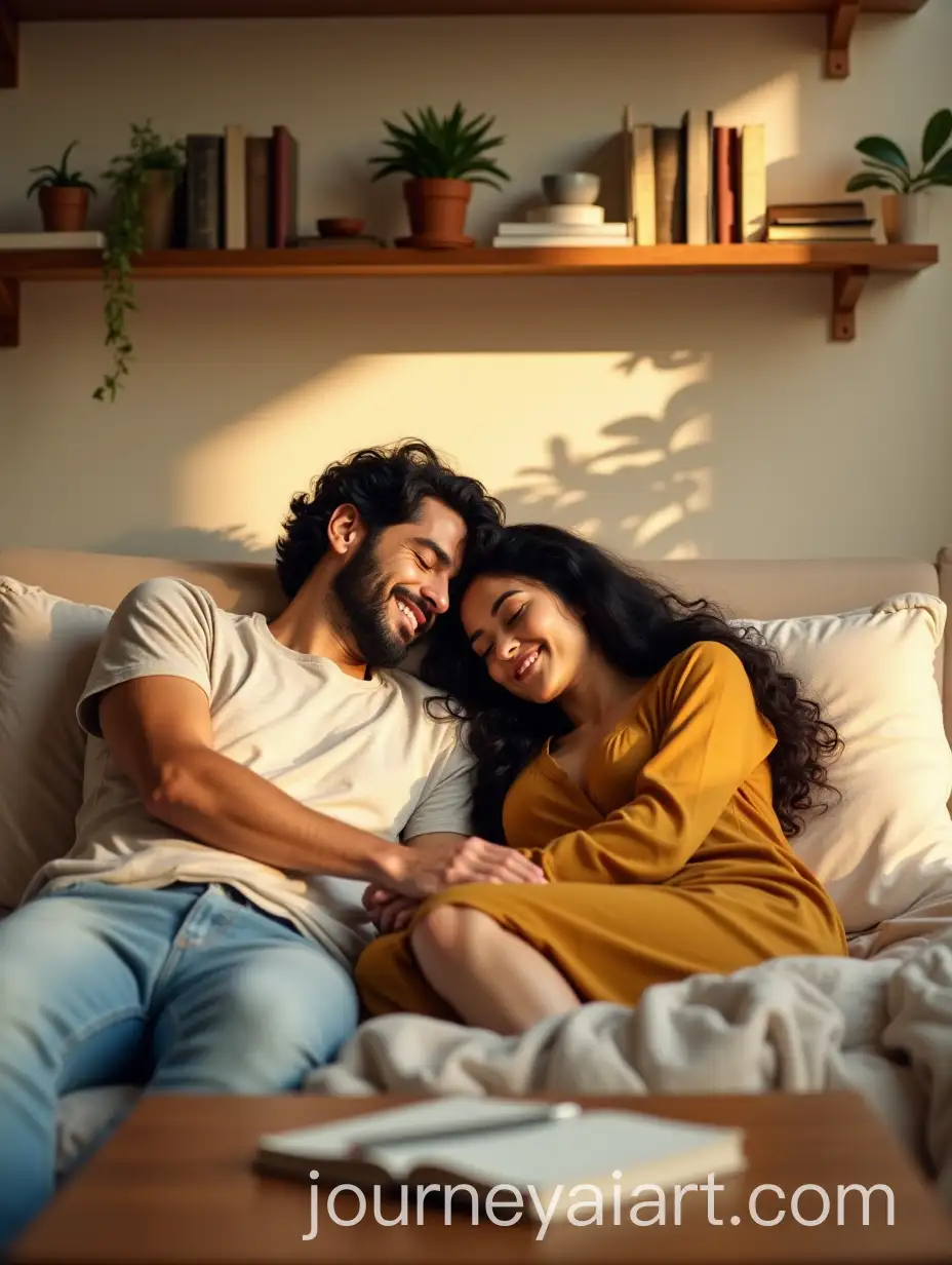 Happy-Young-Couple-Sleeping-in-Cozy-Modern-Bedroom-with-Soft-Sunlight