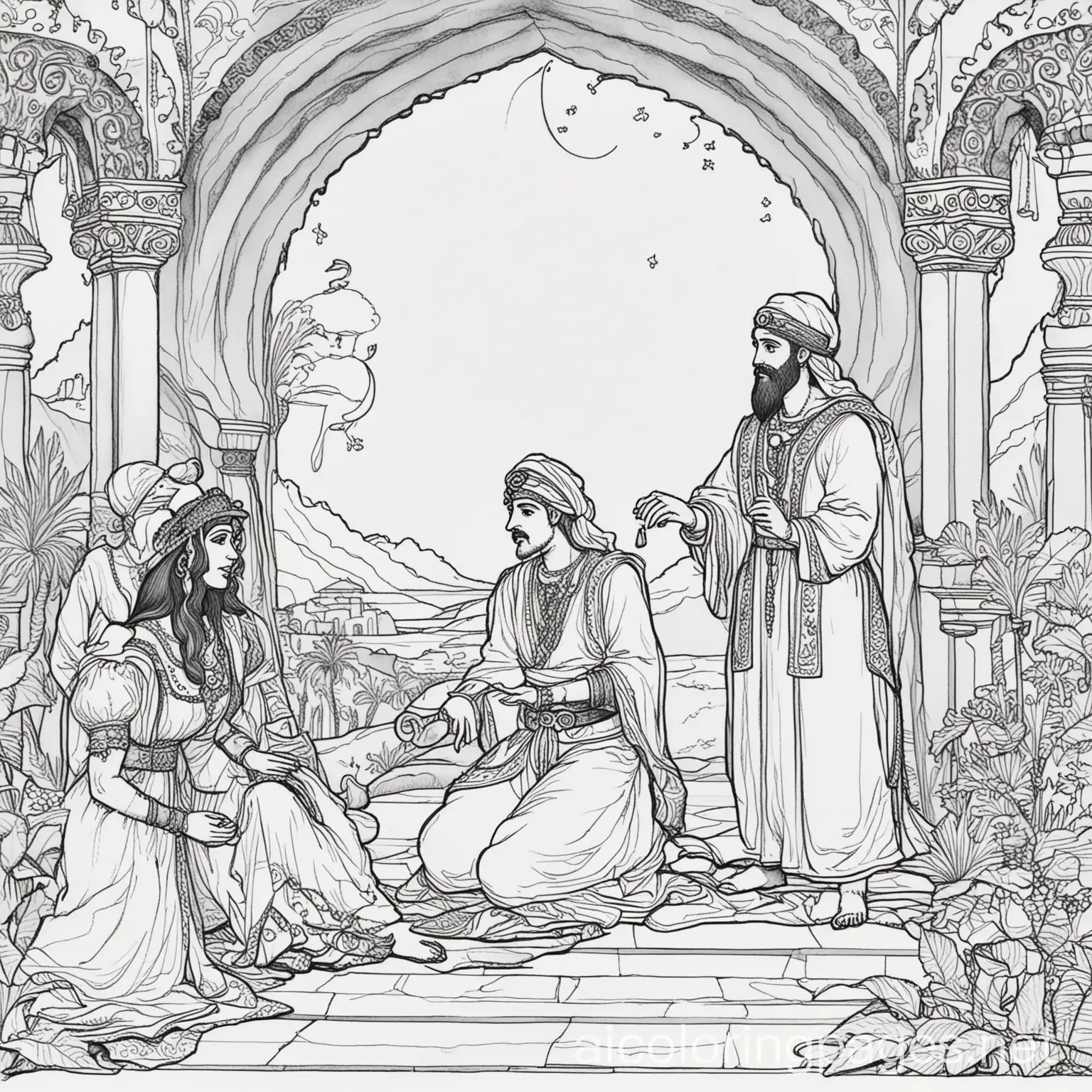 Scheherazade-Storytelling-Coloring-Page-for-Kids