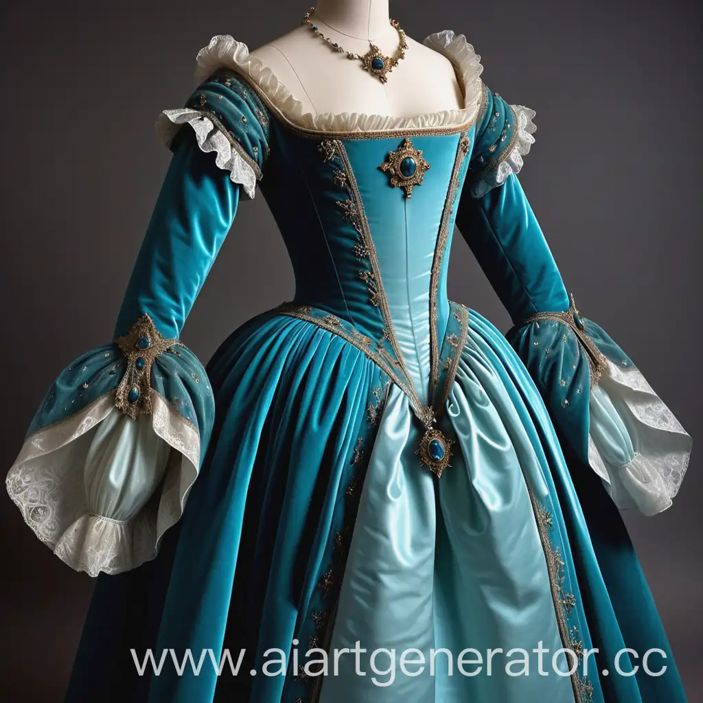 Princess-in-Sea-and-StarColored-Dress-17th-Century-Style