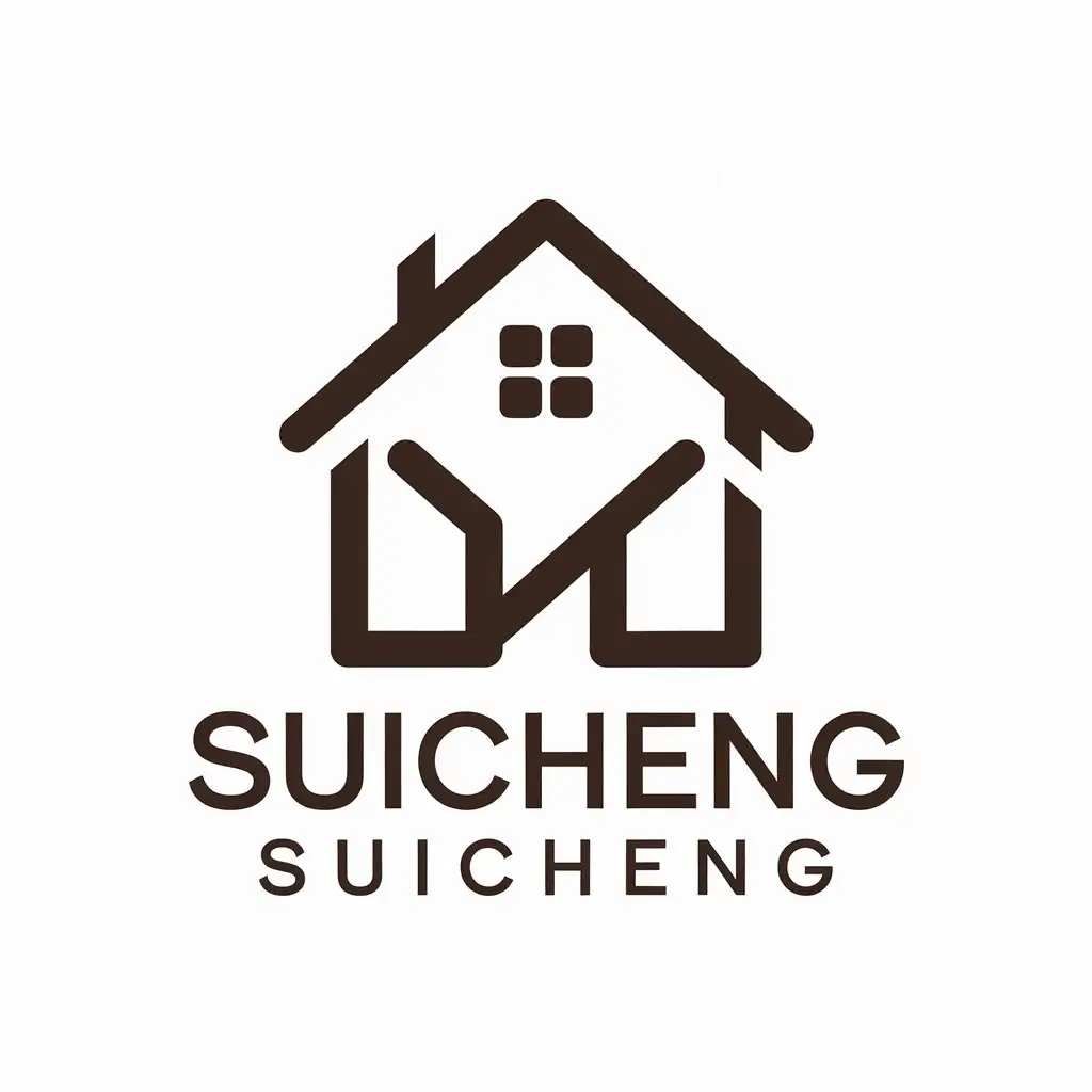 a vector logo design,with the text "Suicheng", main symbol:house,Minimalistic,be used in Home Family industry,clear background