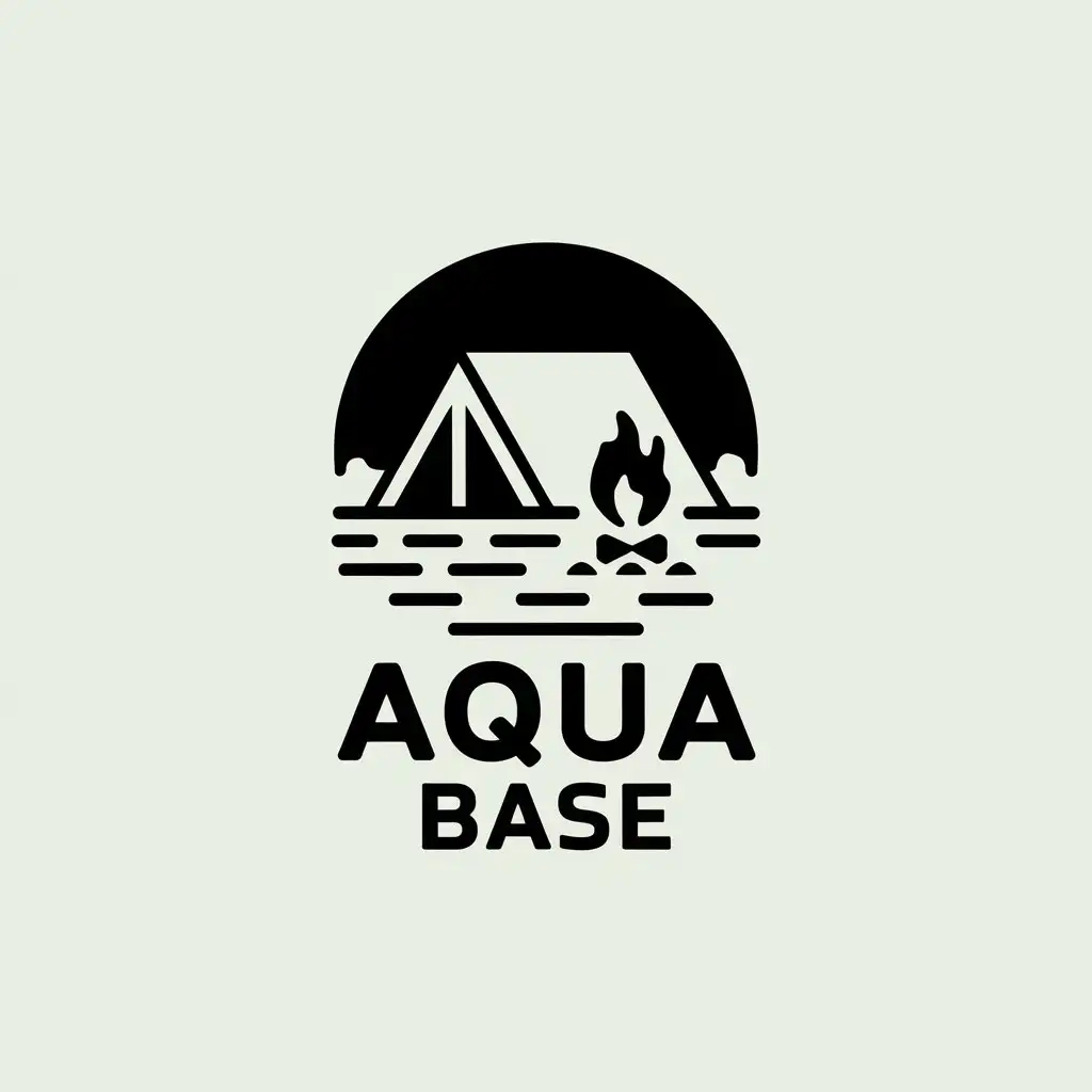 a vector logo design,with the text "AQUA BASE", main symbol:camping,Moderate,clear background