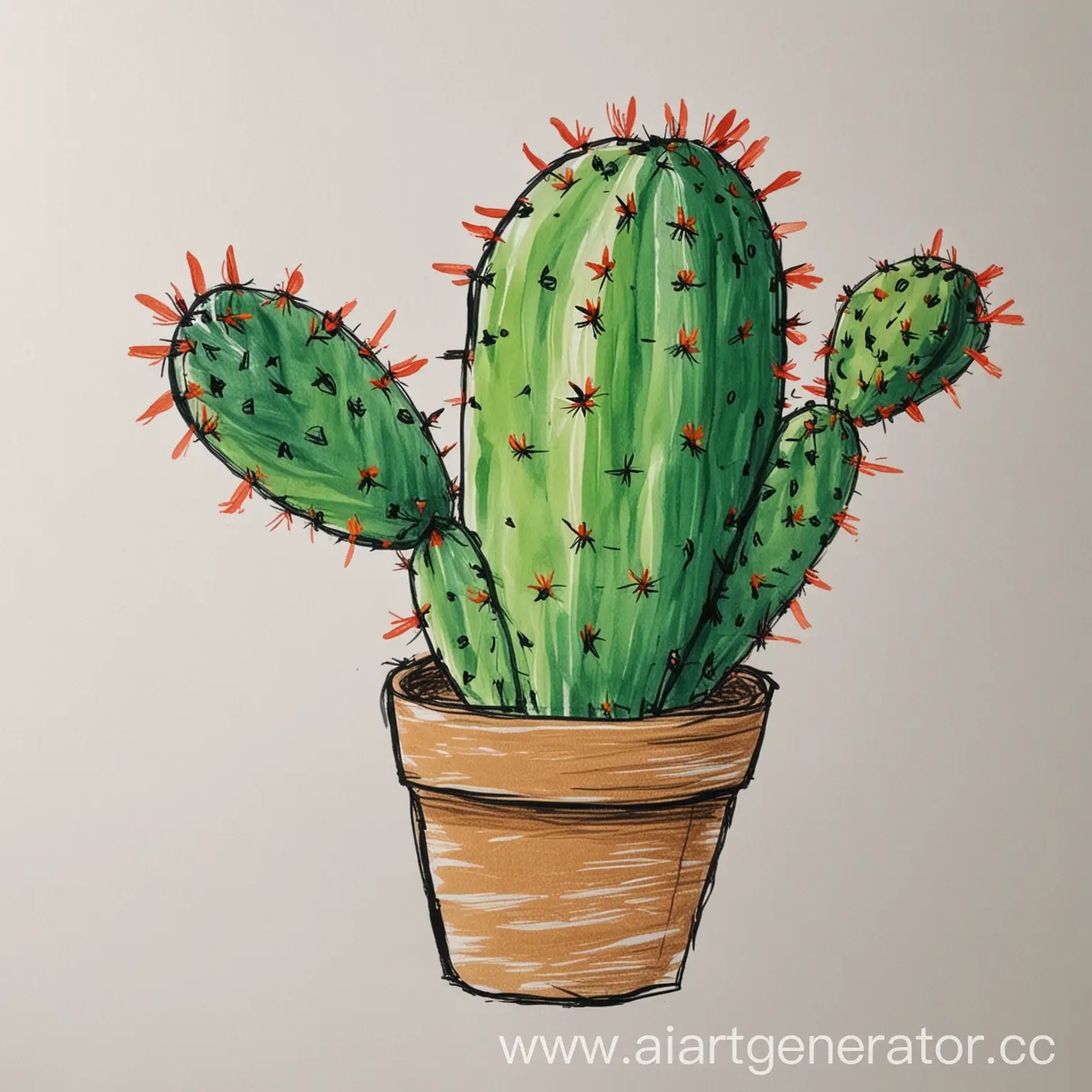 On a piece of white paper, draw a cactus as you imagine it. A child's drawing