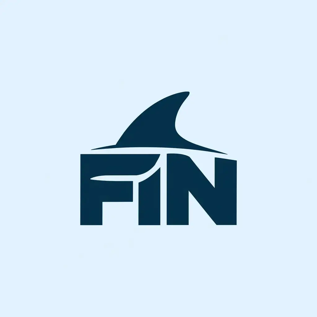 LOGO Design for FIN Shark Fin Theme with Bold Blue Letters and Professional Corporate Style