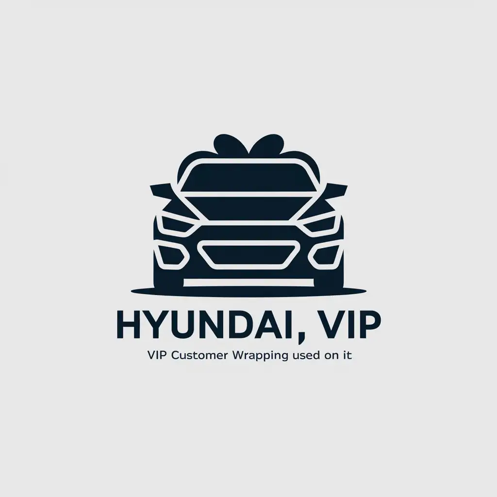 a vector logo design,with the text "HYUNDAI, VIP", main symbol:user_prompt: modern car logo, for VIP customer gift wrapping used on it,Minimalistic,be used in Automotive industry,clear background