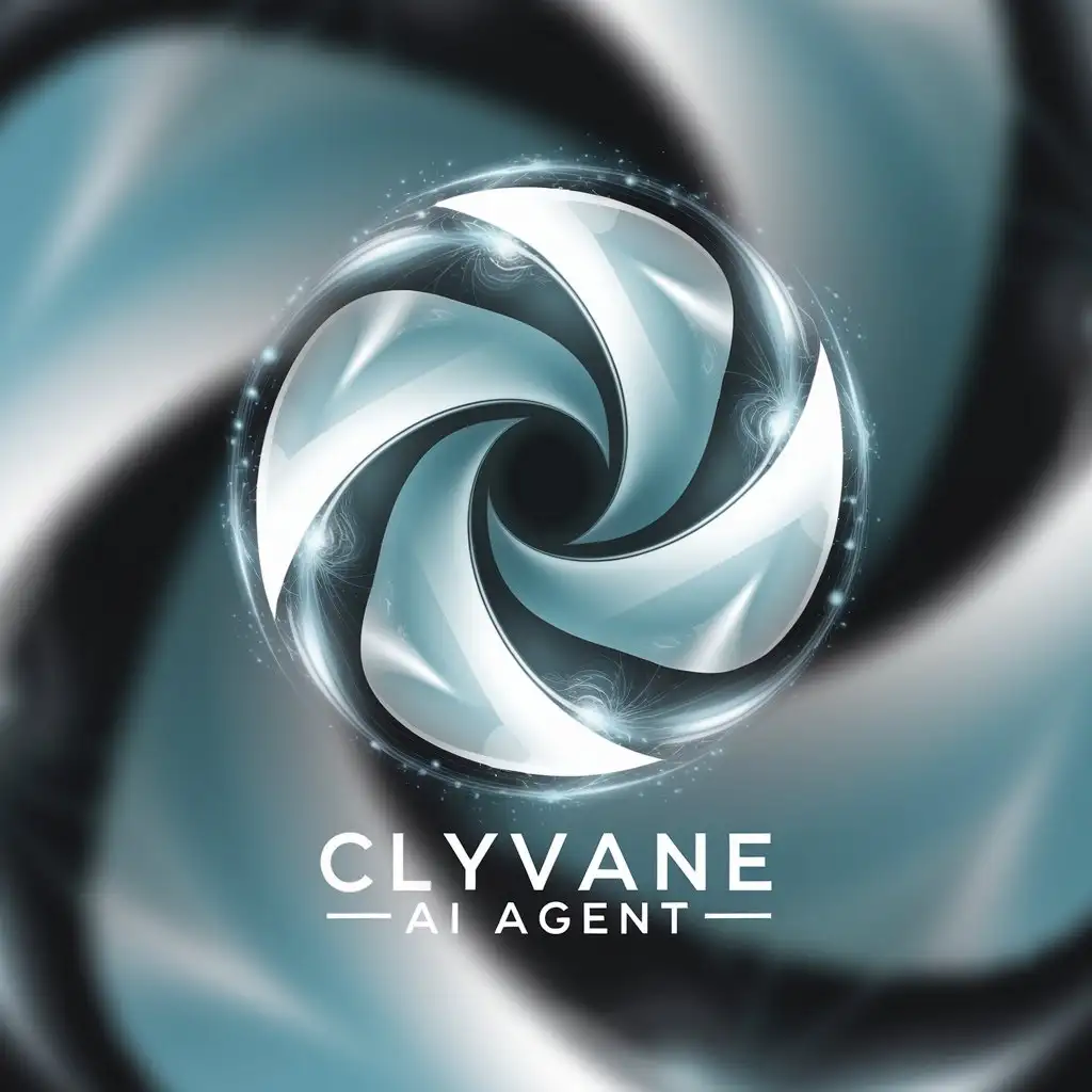 LOGO Design for Clyvane AI Agent Abstract Wind Turbine with Aqua Blue Silver Vortex Theme