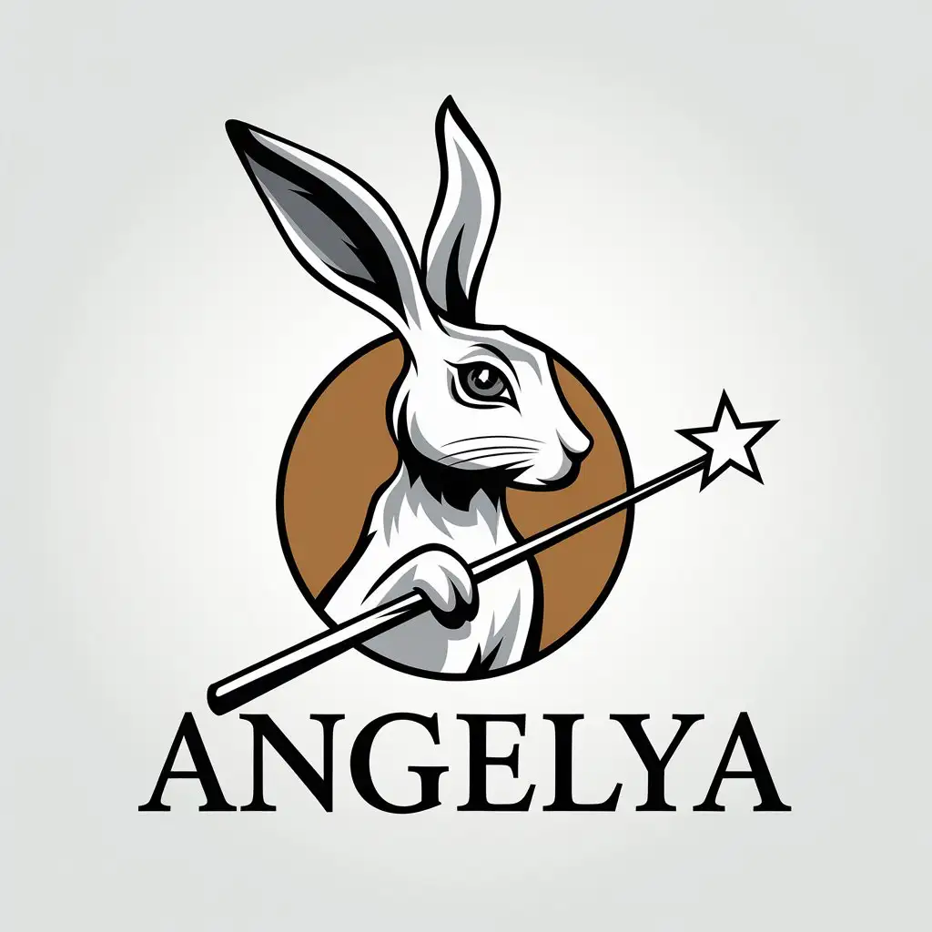 a vector logo design,with the text "angelya", main symbol:hare,complex,clear background