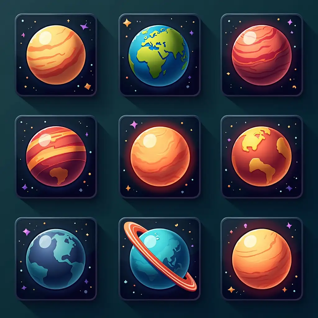 action icons panel PRG game planets