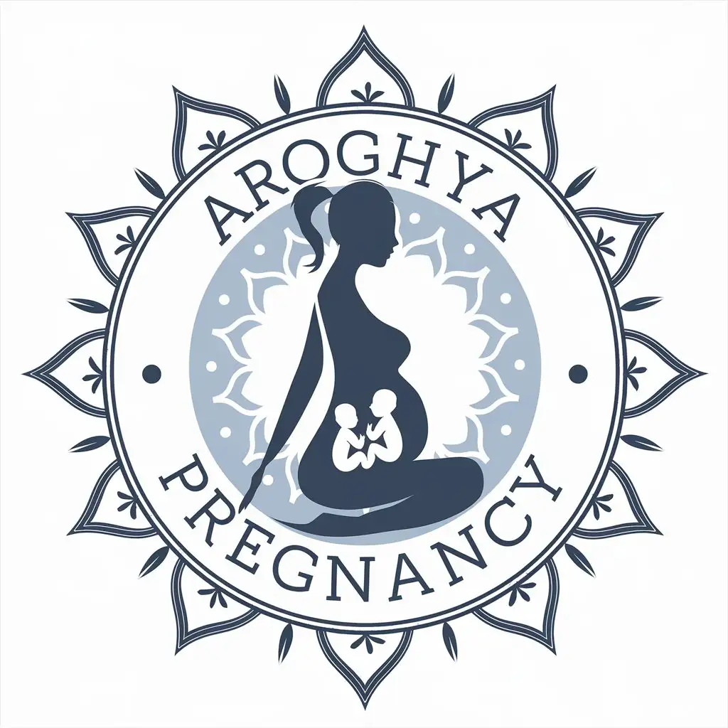 LOGO Design for Aroghya Pregnancy Yoga Bonding Between Mother and Baby with Clear Background