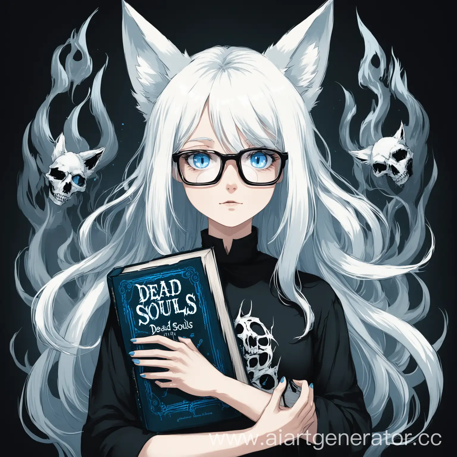 Girl-with-Fox-Ears-Reading-Dead-Souls