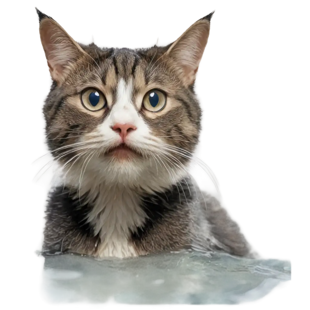 Captivating-PNG-of-a-Cat-in-Water-Perfect-for-Your-Creative-Projects