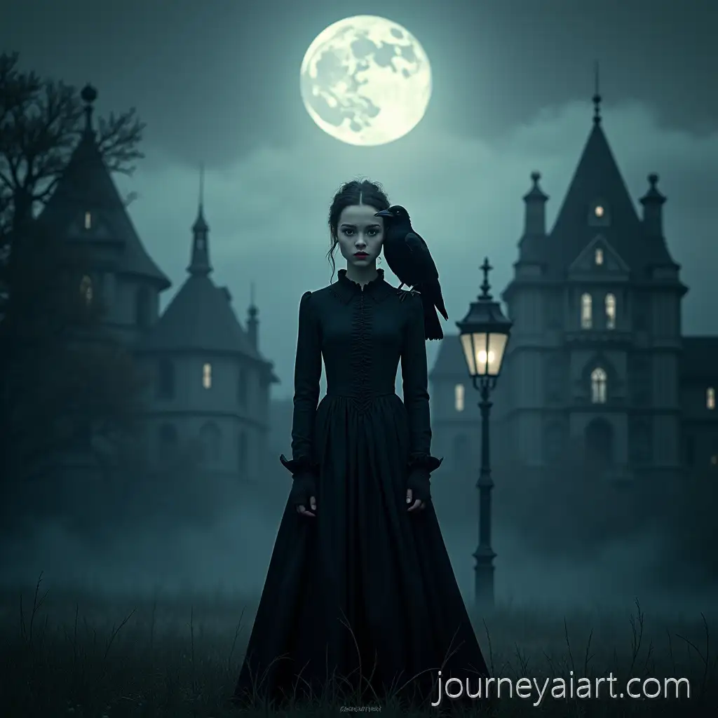 Gothic-CinematicGothic-Wednesday-Poster-Poster-of-a-Mysterious-Girl-at-a-Misty-Academy