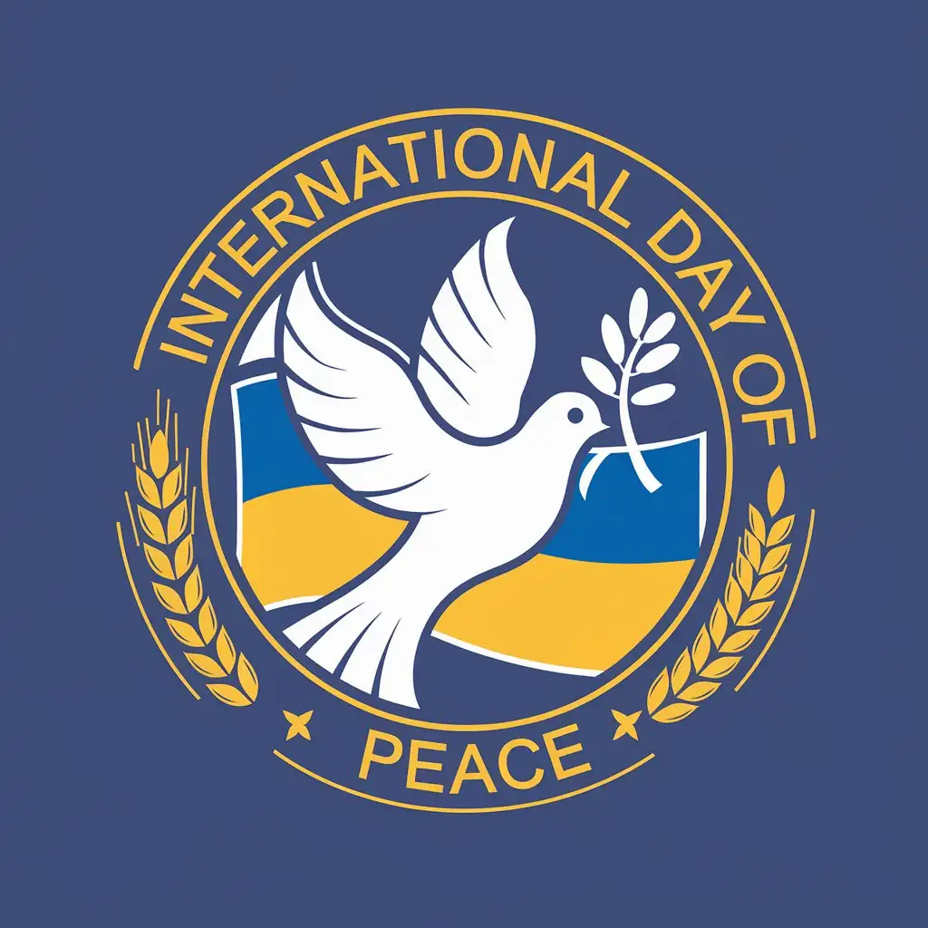 Logo Design for International Day of Peace Symbolizing Unity with Dove Hands and Ukrainian Motifs