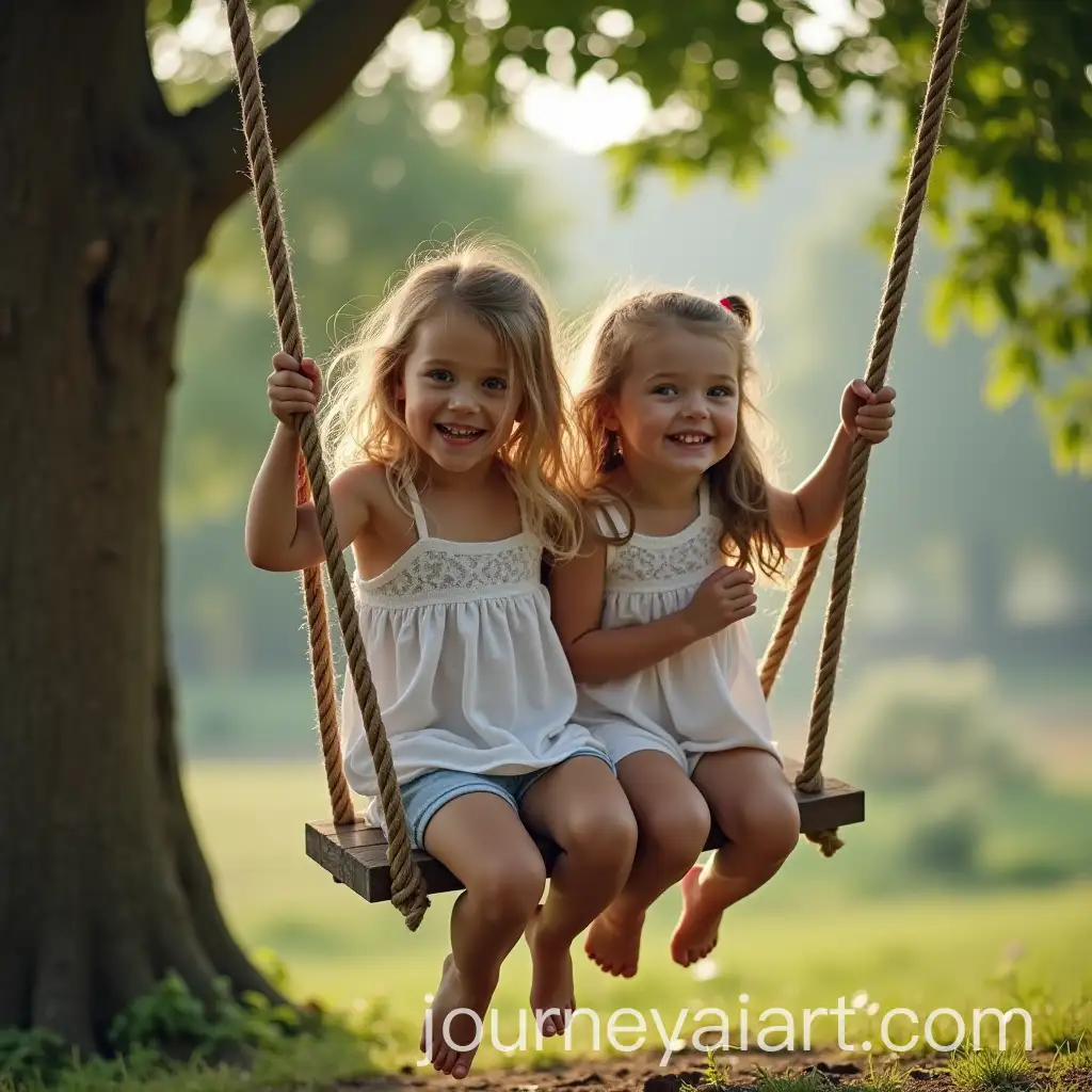 AI-Art-Prompt-ExpansionTwo-Girls-Enjoying-a-Swing-Tied-to-a-Tree-in-the-Outdoors