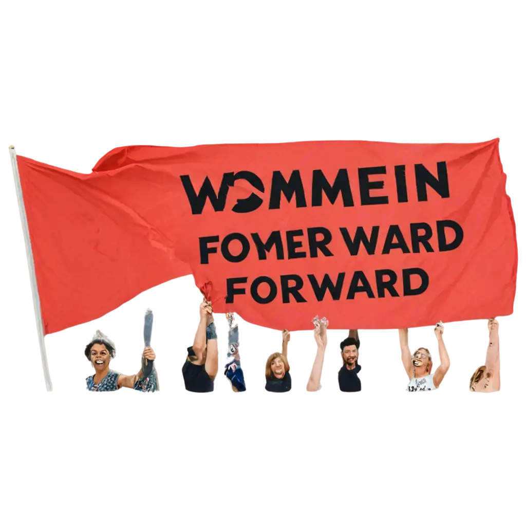 Big-Red-Flag-with-Women-Forward-Text-PNG-Image-for-Empowerment-and-Advocacy