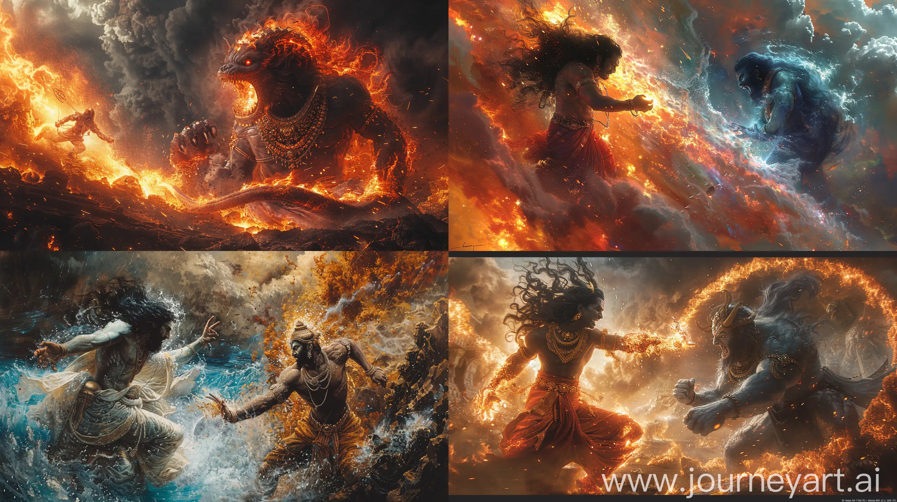 Hindu-God-Battling-Kaliyug-Demon-in-Vibrant-Mythological-Scene