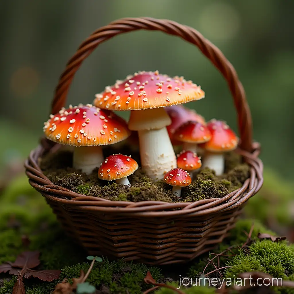 Basket-of-AmanitaBasket-of-Amanita-Mushrooms-Mushrooms-on-a-Forest-Floor