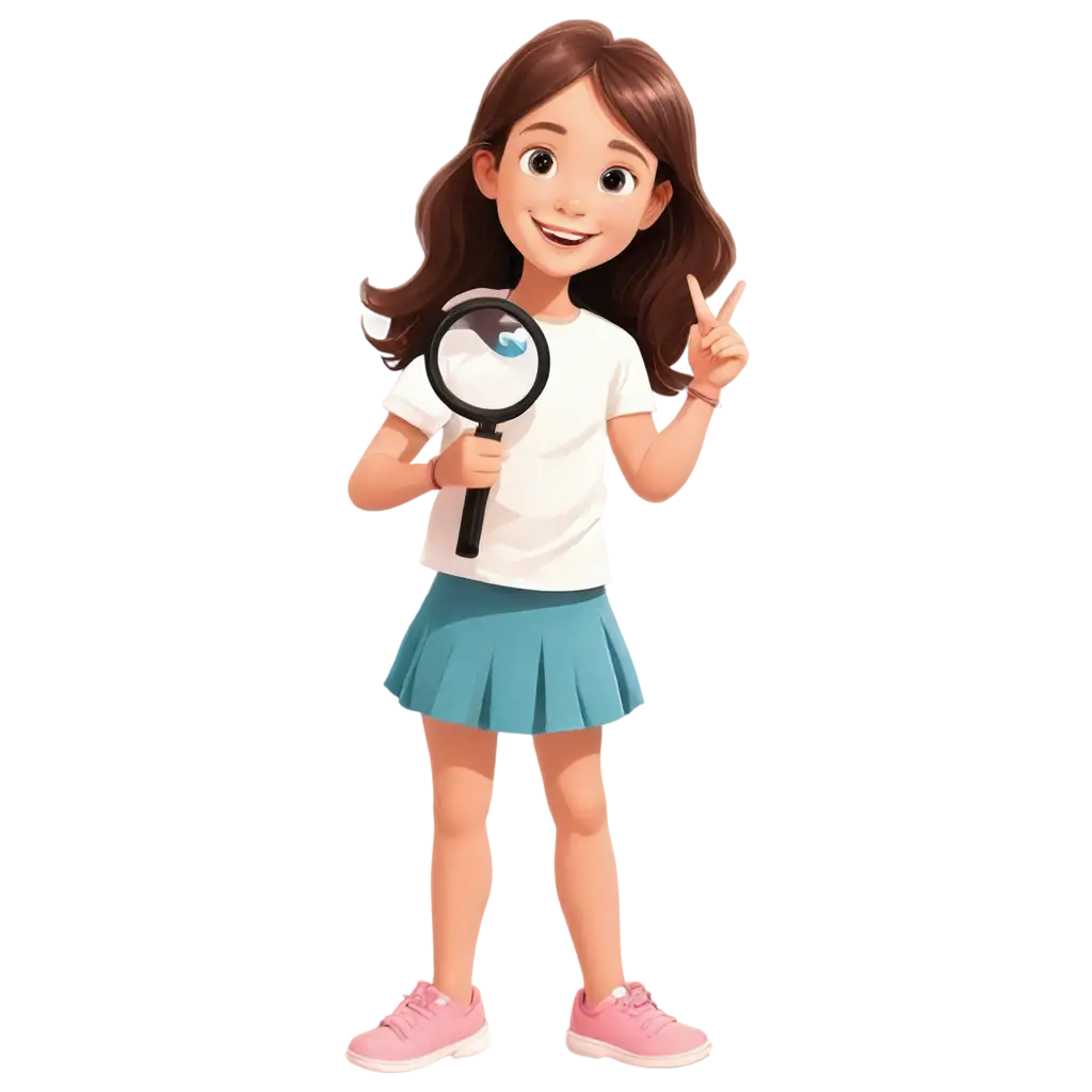 Smiling-Little-Girl-with-Magnifying-Glass-PNG-Fun-Cartoon-Illustration