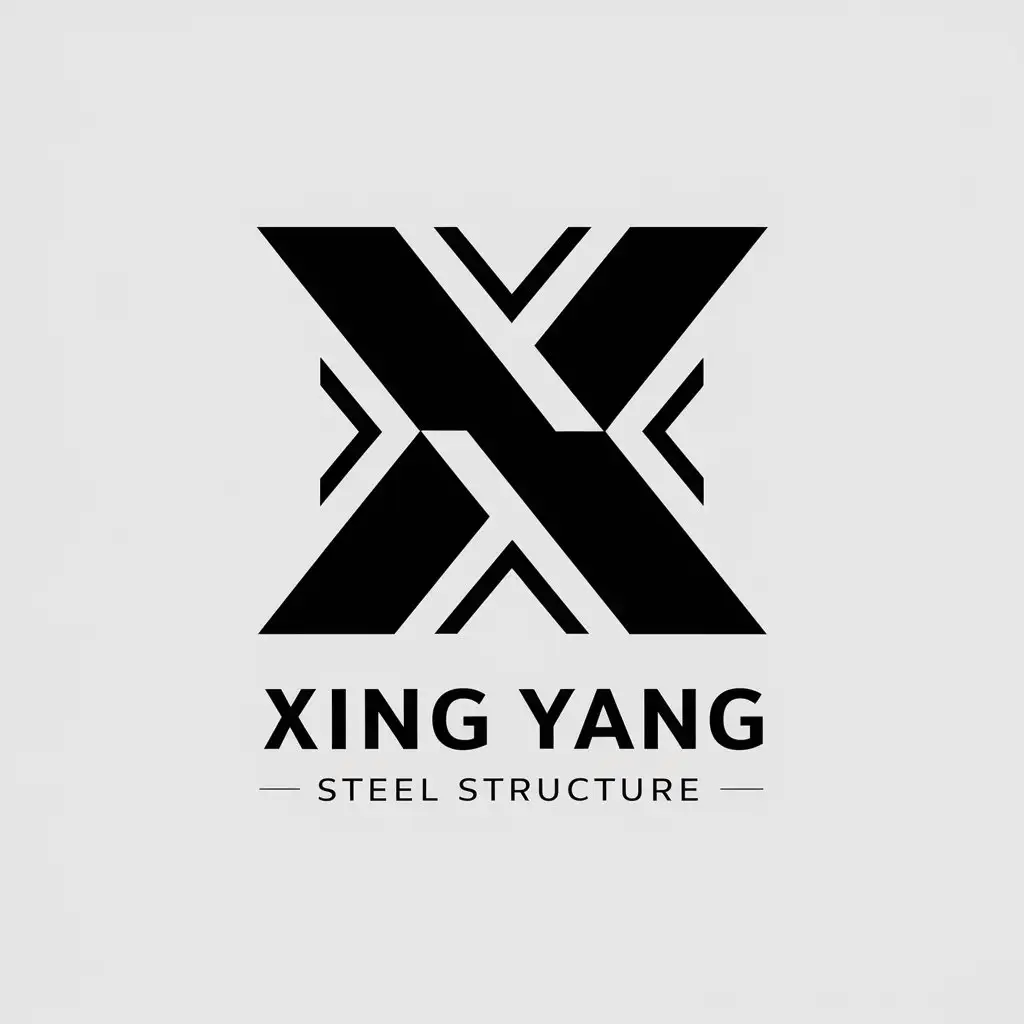 a vector logo design,with the text "Xing Yang Steel Structure", main symbol:XY/steel/metal,Minimalistic,be used in Construction industry,clear background