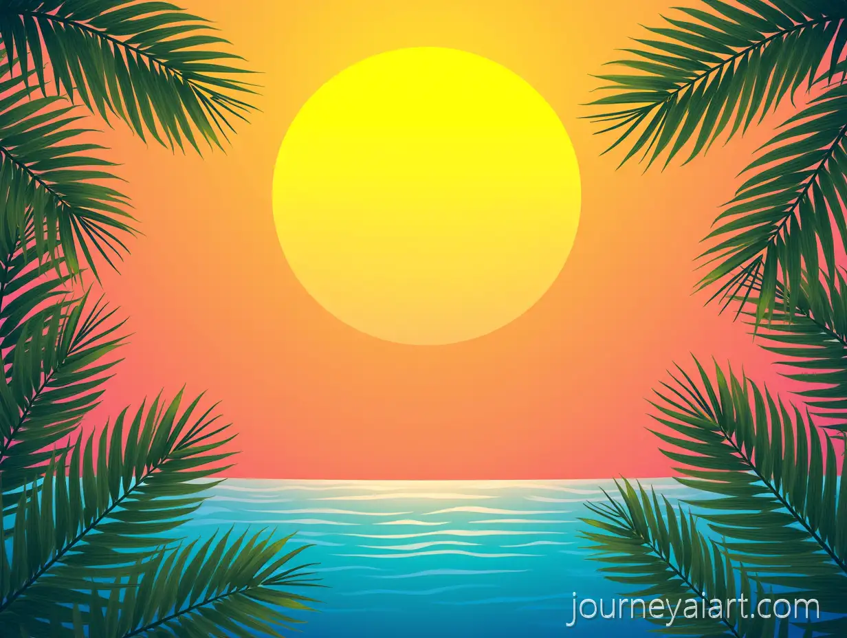 Vibrant-Summer-Festival-Product-Poster-with-Tropical-Palm-Leaves-and-Sunset-Gradient