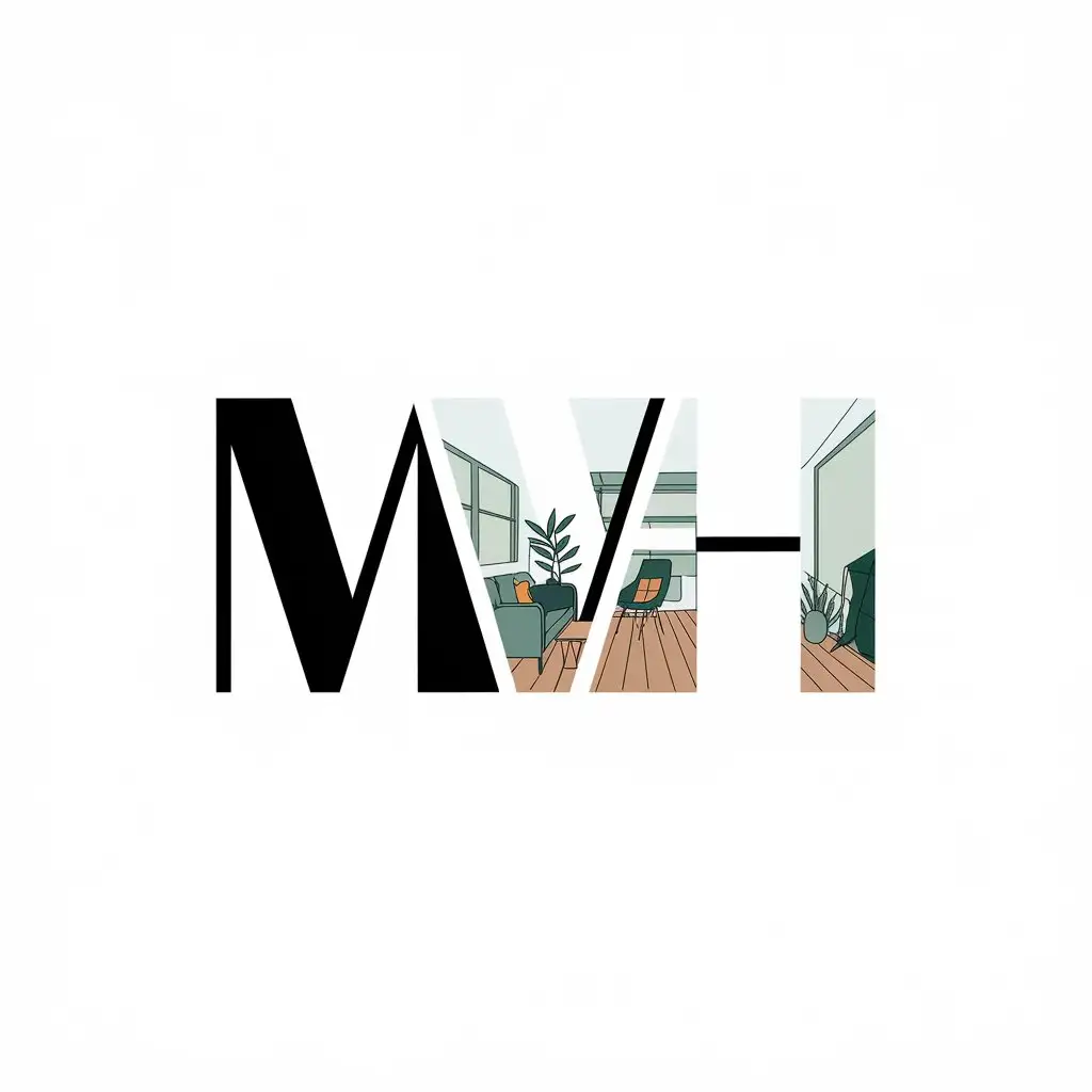 LOGO Design for MVH Modern Apartment Interior and Furniture Store with Clean and Minimalist Elements