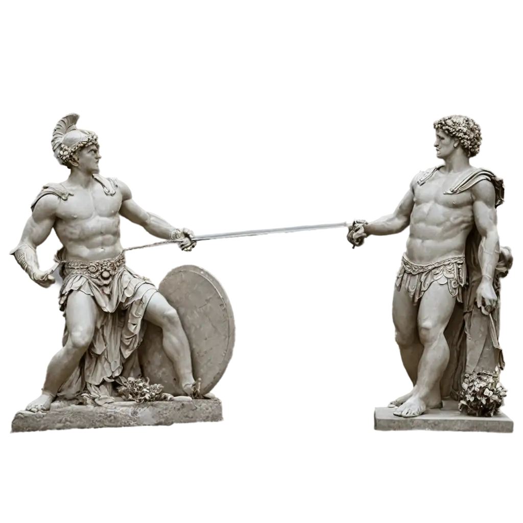 PNG-Image-of-Two-Roman-Warrior-Statues-in-Battle