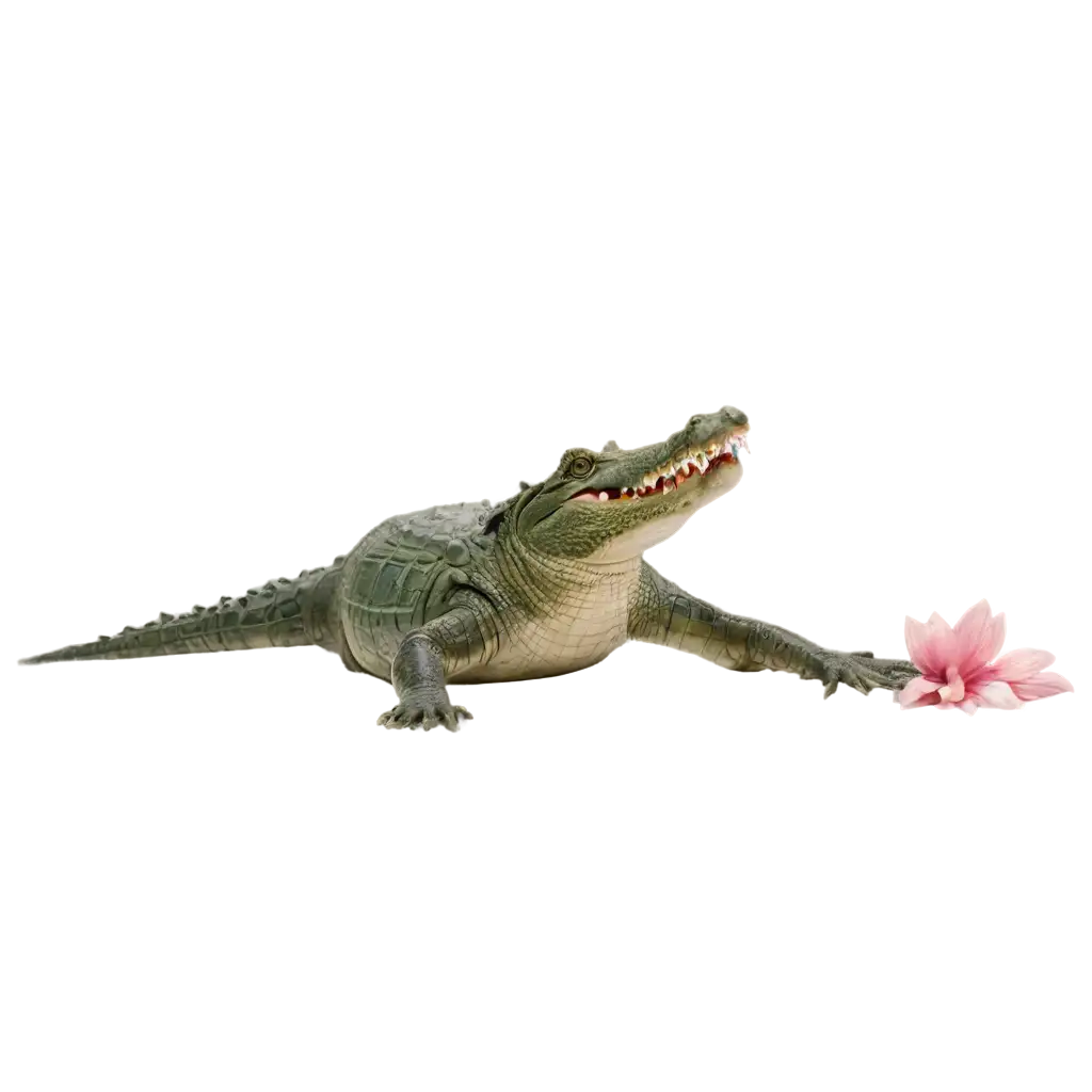 Crocodile-with-a-Flower-in-Its-Mouth-Stunning-PNG-Image-for-Creative-Projects