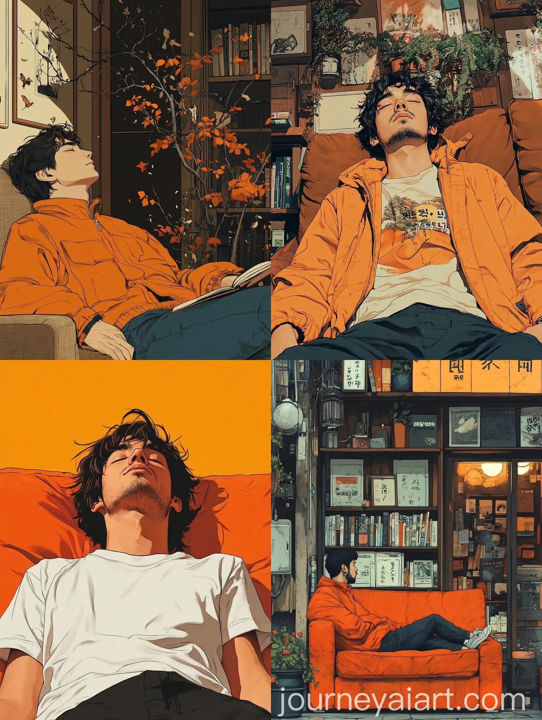 Man-Relaxing-on-Sofa-in-Graphic-Novel-Style-Illustration