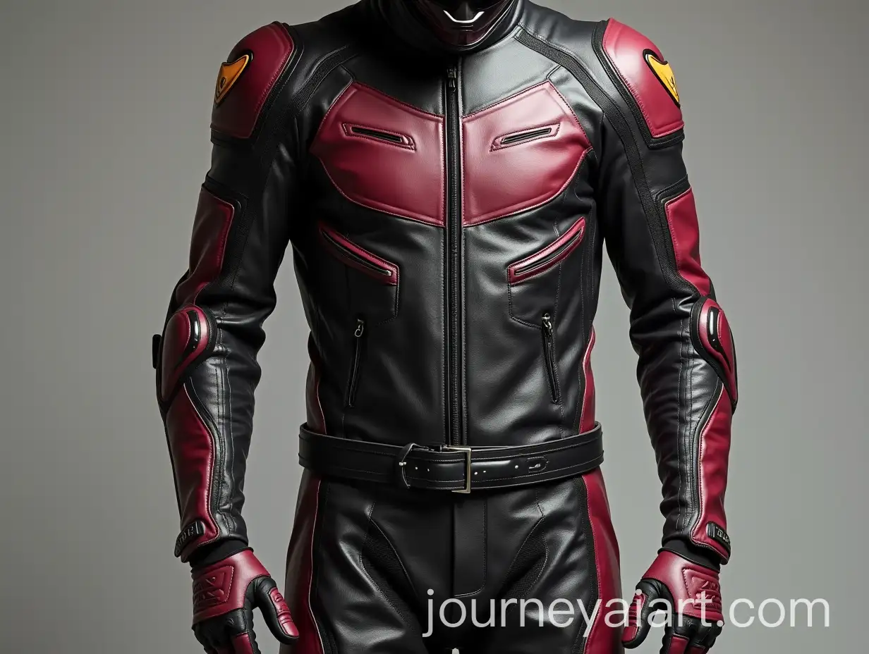 Black-and-Burgundy-Leather-Sportbike-Riding-Suit-with-Silver-Accents